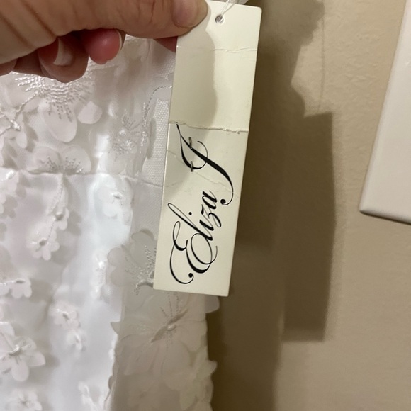 NWT Eliza J Illusion Neck White Dress with 3D Floral Accents - Picture 2 of 7